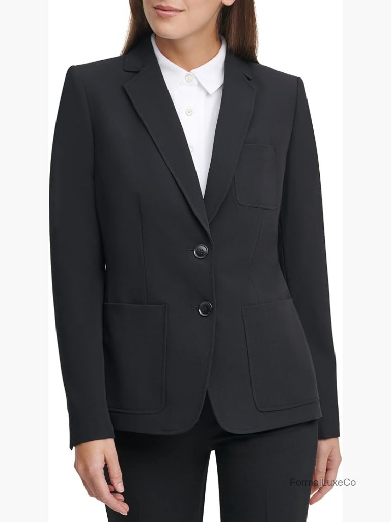 Women's Single-Button Blazer Business Jacket With Elbow Patches